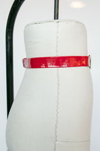 Load image into Gallery viewer, 1960s Belt Red Vinyl Gold Buckle Waist Cinch M/L