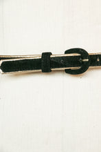Load image into Gallery viewer, 1950s Belt Black Velvet Gold Metallic Waist Cinch M
