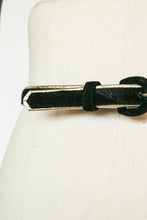 Load image into Gallery viewer, 1950s Belt Black Velvet Gold Metallic Waist Cinch M