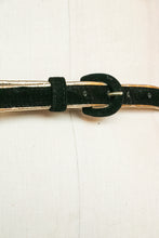 Load image into Gallery viewer, 1950s Belt Black Velvet Gold Metallic Waist Cinch M