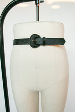 Load image into Gallery viewer, 1960s Belt Thick Black Leather Waist Cinch M