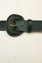 Load image into Gallery viewer, 1960s Belt Thick Black Leather Waist Cinch M