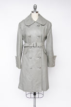 Load image into Gallery viewer, 1960s Leather Jacket Gray Pea Coat Trench Belted Mod M