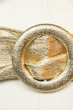 Load image into Gallery viewer, 1960s Belt Metallic Gold Vinyl Faux Leather Cinch Waist 1950s