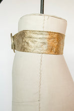 Load image into Gallery viewer, 1960s Belt Metallic Gold Vinyl Faux Leather Cinch Waist 1950s