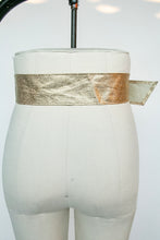 Load image into Gallery viewer, 1960s Belt Metallic Gold Vinyl Faux Leather Cinch Waist 1950s