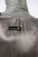 Load image into Gallery viewer, 1960s Leather Jacket Gray Pea Coat Trench Belted Mod M