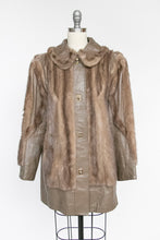Load image into Gallery viewer, 1960s Fur Coat Mod Leather + Mink Plush S / XS