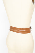 Load image into Gallery viewer, 1980s Belt Waist Cinch Brown Leather Paisley Buckle Dotty Smith L