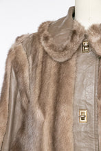 Load image into Gallery viewer, 1960s Fur Coat Mod Leather + Mink Plush S / XS