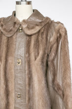 Load image into Gallery viewer, 1960s Fur Coat Mod Leather + Mink Plush S / XS