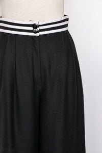 1980s Shorts Louis Féraud Striped Linen High Waist S