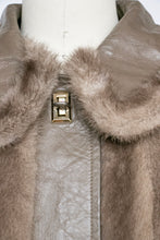 Load image into Gallery viewer, 1960s Fur Coat Mod Leather + Mink Plush S / XS