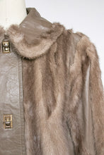 Load image into Gallery viewer, 1960s Fur Coat Mod Leather + Mink Plush S / XS