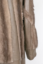 Load image into Gallery viewer, 1960s Fur Coat Mod Leather + Mink Plush S / XS
