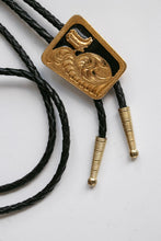Load image into Gallery viewer, Vintage Bolo Tie Western Boots Gold Black Leather
