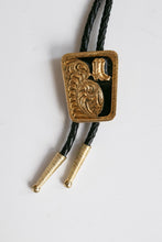 Load image into Gallery viewer, Vintage Bolo Tie Western Boots Gold Black Leather