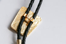 Load image into Gallery viewer, Vintage Bolo Tie Western Boots Gold Black Leather