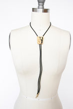 Load image into Gallery viewer, Vintage Bolo Tie Western Boots Gold Black Leather