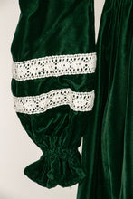 Load image into Gallery viewer, 1960s Dress Green Velvet Lace High Waist Gown S
