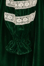 Load image into Gallery viewer, 1960s Dress Green Velvet Lace High Waist Gown S