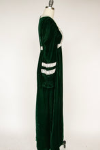 Load image into Gallery viewer, 1960s Dress Green Velvet Lace High Waist Gown S