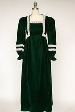 Load image into Gallery viewer, 1960s Dress Green Velvet Lace High Waist Gown S