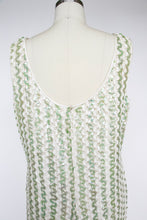 Load image into Gallery viewer, 1960s Dress Sequin Green Striped Sleeveless Wiggle Cocktail M