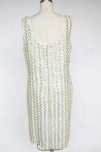 Load image into Gallery viewer, 1960s Dress Sequin Green Striped Sleeveless Wiggle Cocktail M