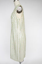 Load image into Gallery viewer, 1960s Dress Sequin Green Striped Sleeveless Wiggle Cocktail M