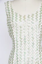 Load image into Gallery viewer, 1960s Dress Sequin Green Striped Sleeveless Wiggle Cocktail M