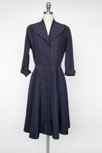 Load image into Gallery viewer, 1950s Dress Skirt Shirtfront Blue Taffeta Printed Inner Lined M