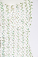Load image into Gallery viewer, 1960s Dress Sequin Green Striped Sleeveless Wiggle Cocktail M