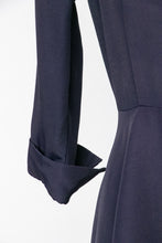 Load image into Gallery viewer, 1950s Dress Skirt Shirtfront Blue Taffeta Printed Inner Lined M
