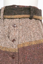 Load image into Gallery viewer, 1980s Skirt Wool Tweed Stripe Straight Belted Designer M