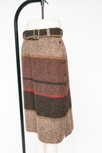 Load image into Gallery viewer, 1980s Skirt Wool Tweed Stripe Straight Belted Designer M