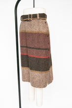 Load image into Gallery viewer, 1980s Skirt Wool Tweed Stripe Straight Belted Designer M