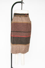 Load image into Gallery viewer, 1980s Skirt Wool Tweed Stripe Straight Belted Designer M