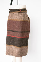 Load image into Gallery viewer, 1980s Skirt Wool Tweed Stripe Straight Belted Designer M