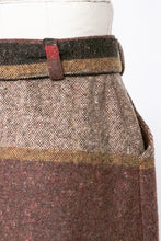 Load image into Gallery viewer, 1980s Skirt Wool Tweed Stripe Straight Belted Designer M