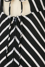 Load image into Gallery viewer, 1970s Dress Black White Striped Backless Maxi S/M