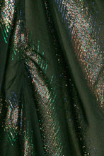 Load image into Gallery viewer, 1970s Disco Dress Sheer Metallic Silk Chiffon Strapless Grecian M/L
