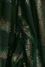 Load image into Gallery viewer, 1970s Disco Dress Sheer Metallic Silk Chiffon Strapless Grecian M/L
