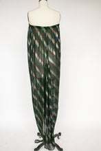 Load image into Gallery viewer, 1970s Disco Dress Sheer Metallic Silk Chiffon Strapless Grecian M/L