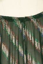 Load image into Gallery viewer, 1970s Disco Dress Sheer Metallic Silk Chiffon Strapless Grecian M/L