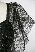 Load image into Gallery viewer, 1980s Dress Black Lace Hold Sweetheart Full Skirt M