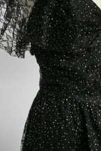 Load image into Gallery viewer, 1980s Dress Black Lace Hold Sweetheart Full Skirt M