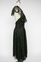 Load image into Gallery viewer, 1980s Dress Black Lace Hold Sweetheart Full Skirt M