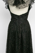 Load image into Gallery viewer, 1980s Dress Black Lace Hold Sweetheart Full Skirt M