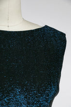 Load image into Gallery viewer, 1960s Dress Metallic Lamé Blue Wiggle M